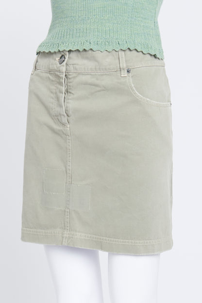 Green Denim Mini Skirt with Patchwork details