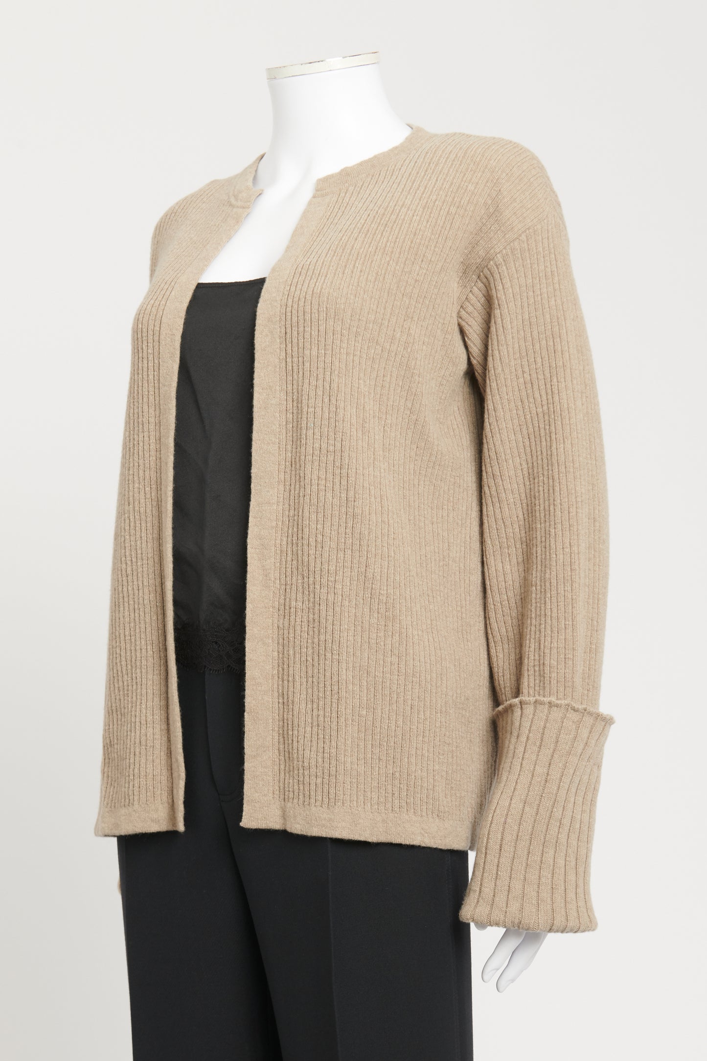 Light Grey Ribbed Wool Cardigan