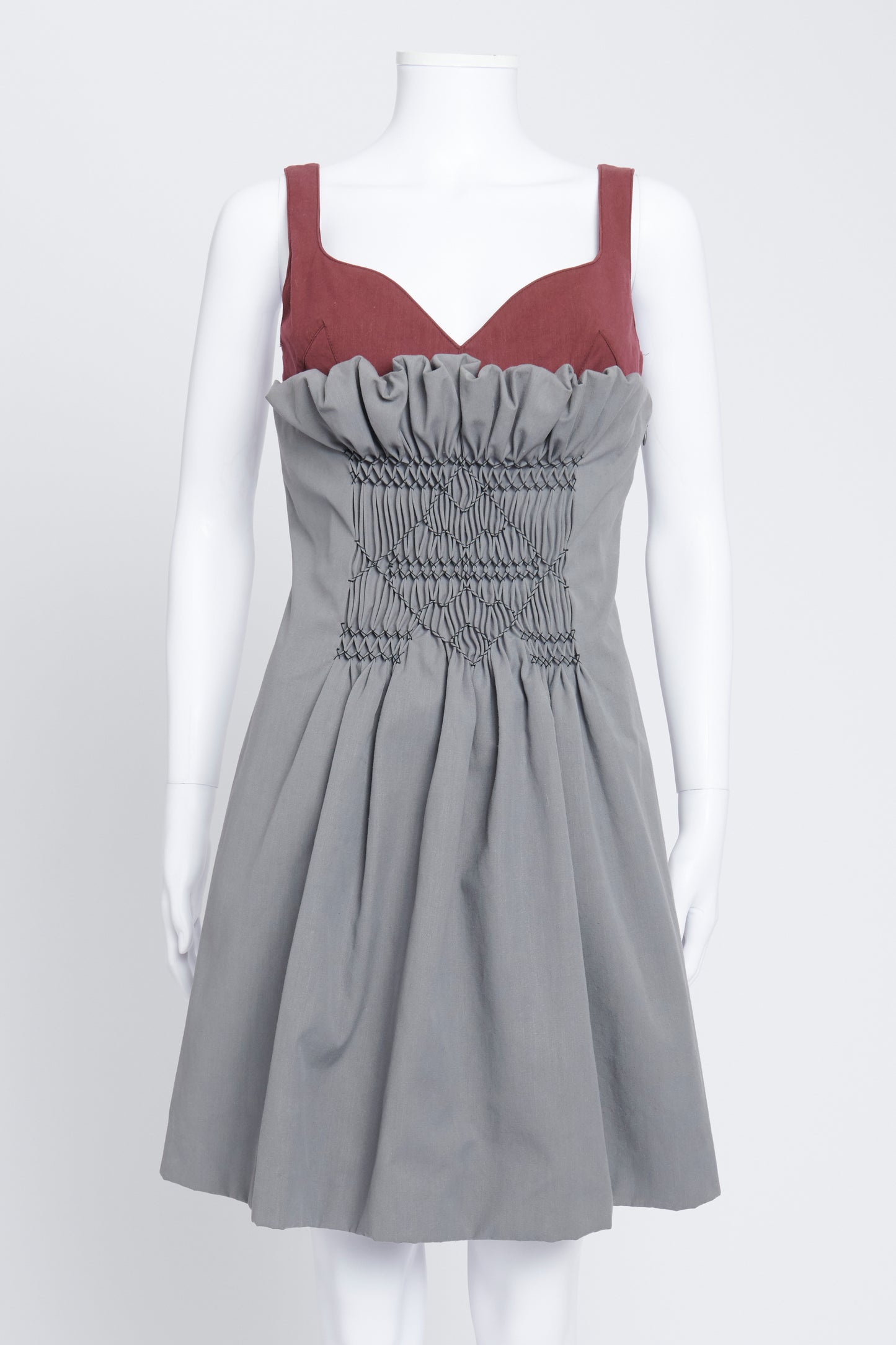 2012 Grey and Maroon Sleeveless Mini Dress IT 42