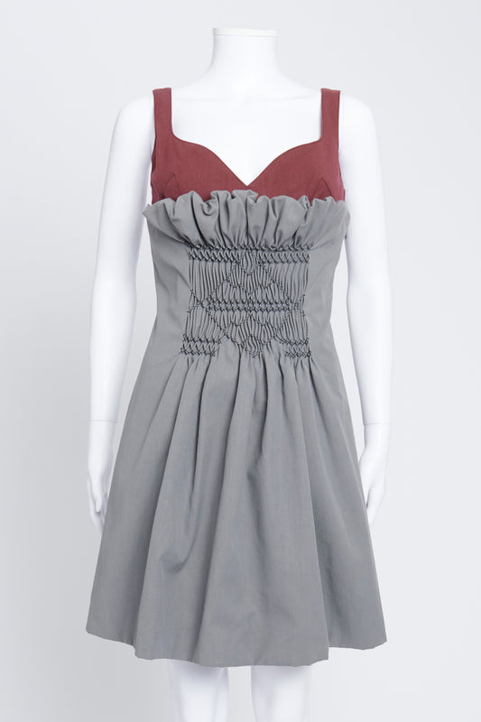 Grey and Maroon Sleeveless Mini Dress IT 42