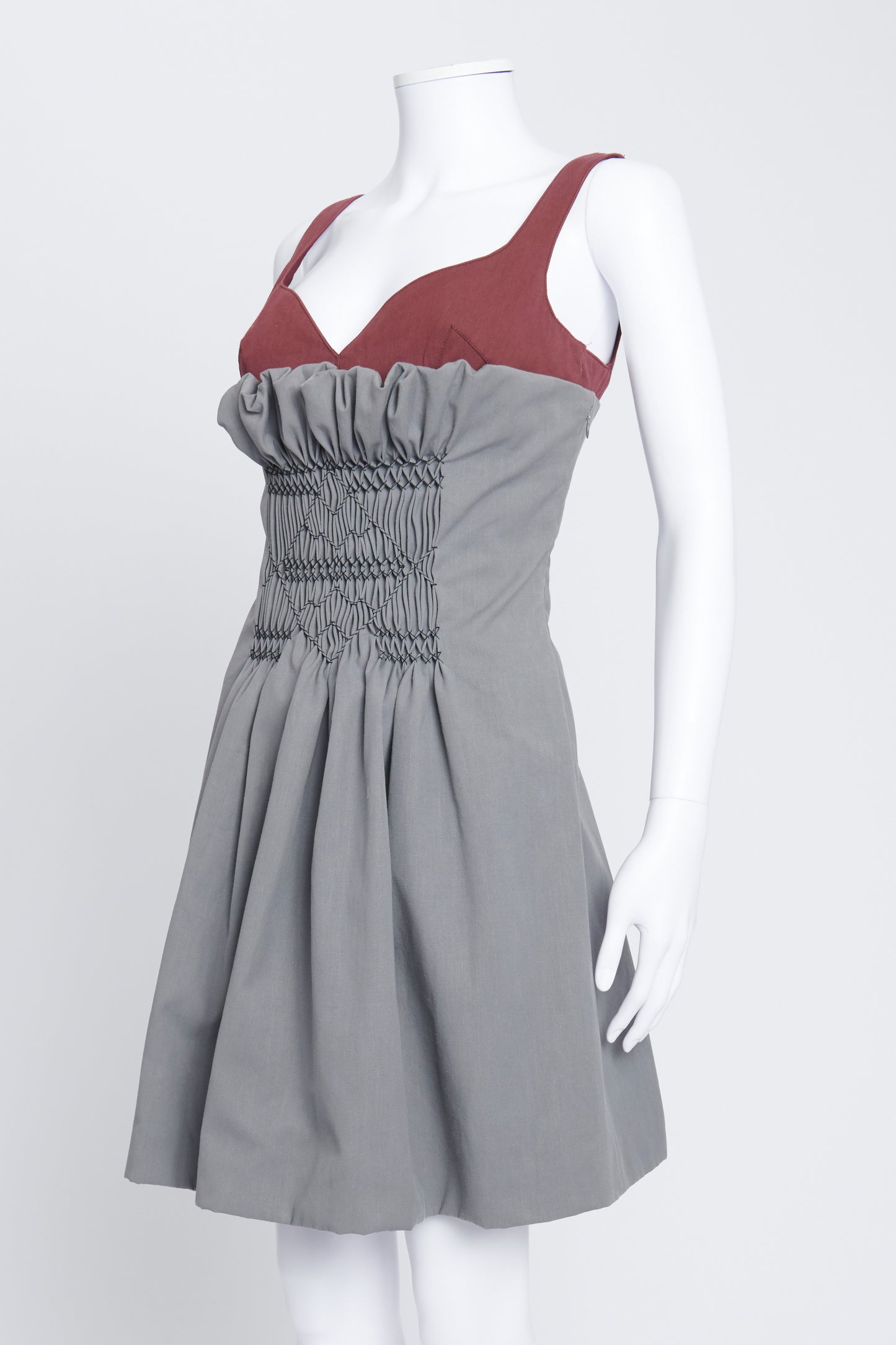 2012 Grey and Maroon Sleeveless Mini Dress IT 42