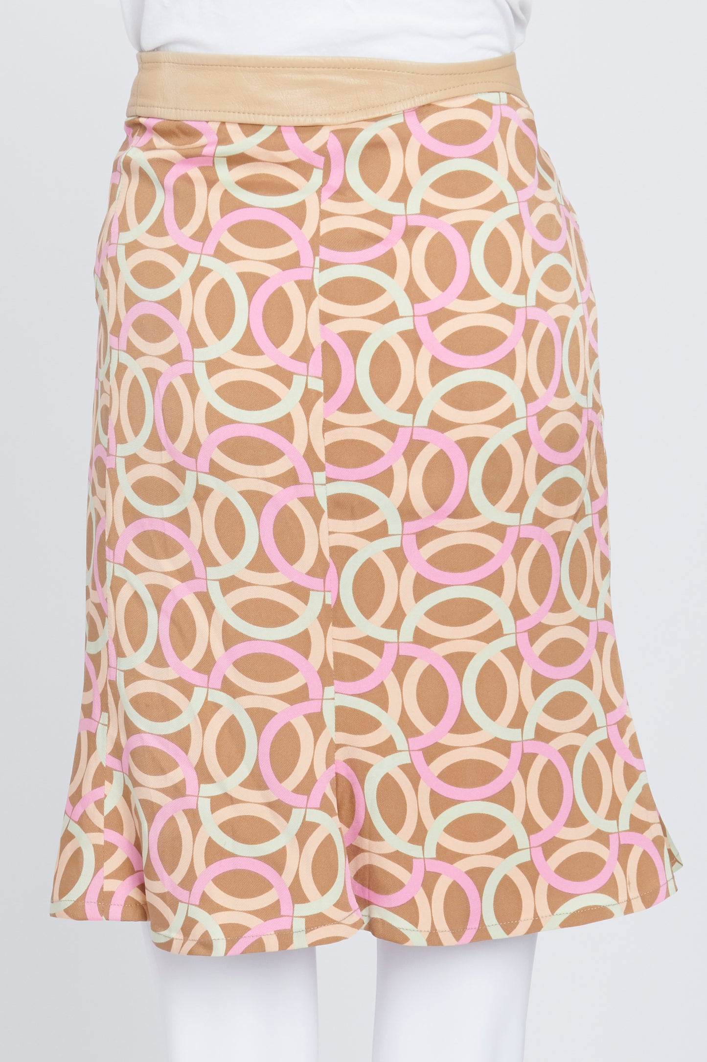 Tan Printed Button Up Mini Skirt