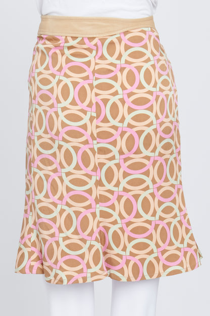 Tan Printed Button Up Mini Skirt