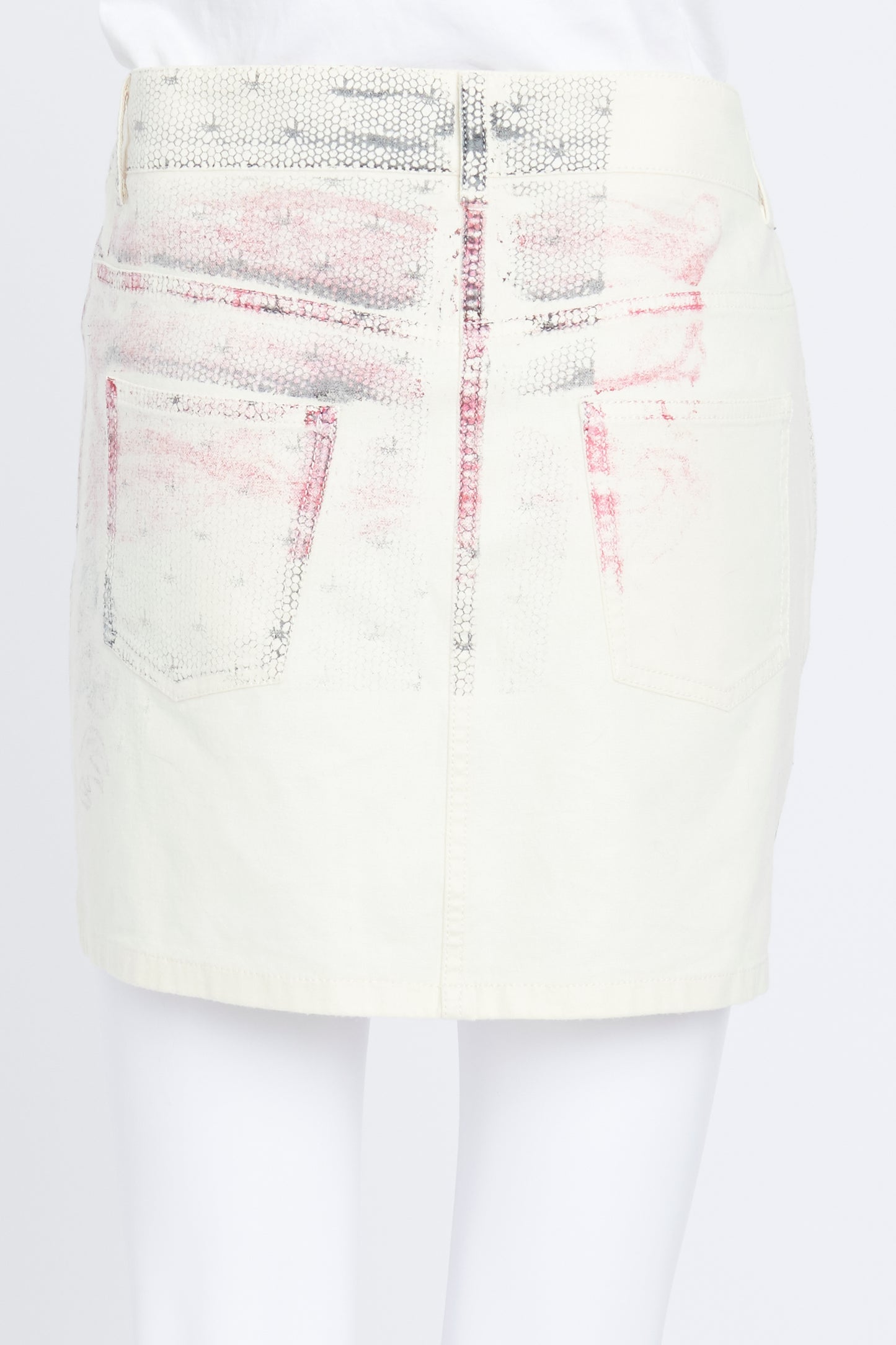 Cream Wool Mini Skirt With Faded Print