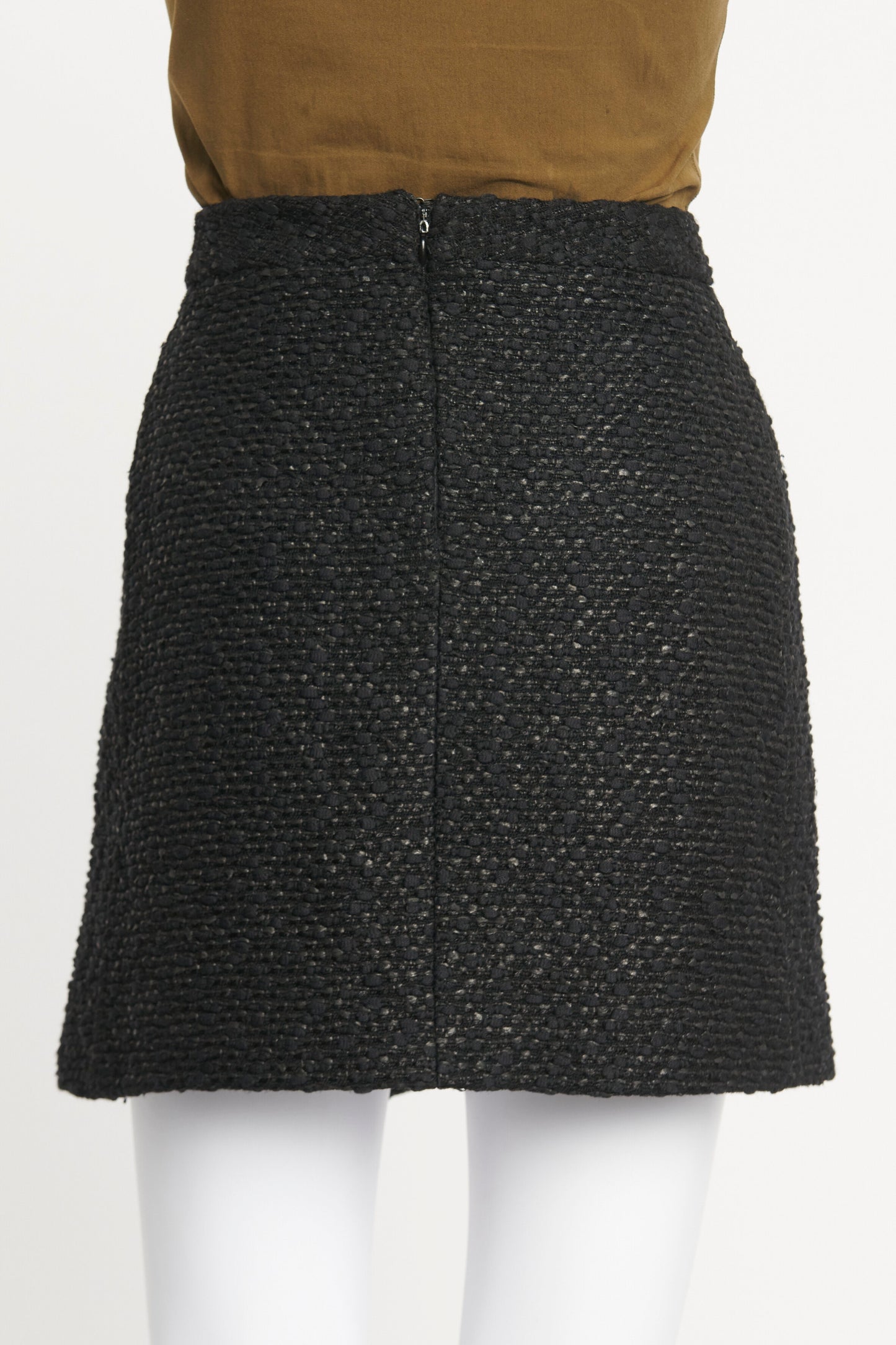 Black Bouclé Wool Preowned Mini Skirt
