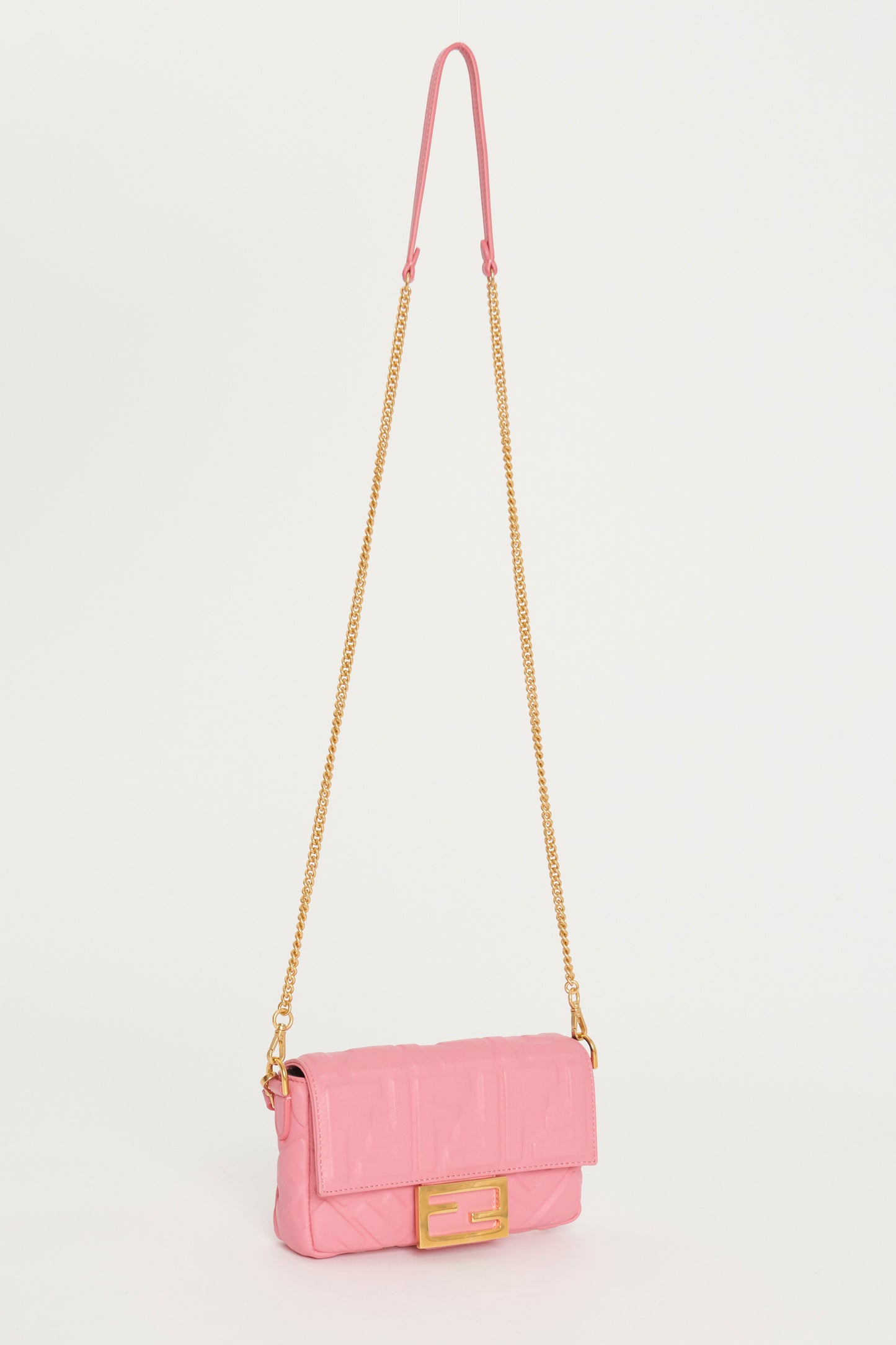 Pink Nappa Leather Mini Preowned Baguette Bag