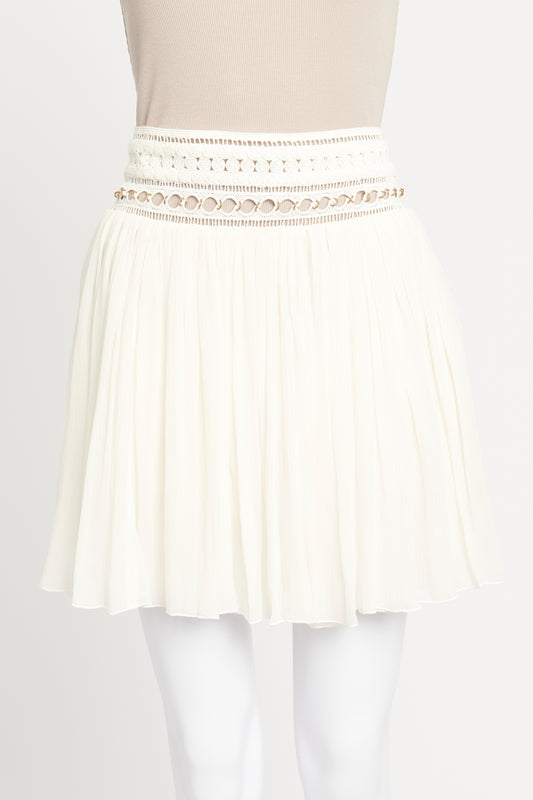 Cream Silk Preowned Mini Skirt