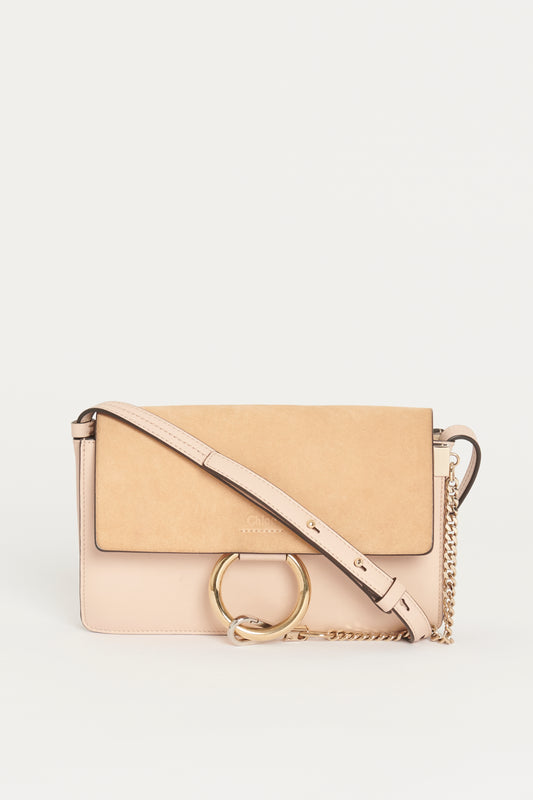 Pink Suede & Leather Preowned Suede Faye Crossbody Bag