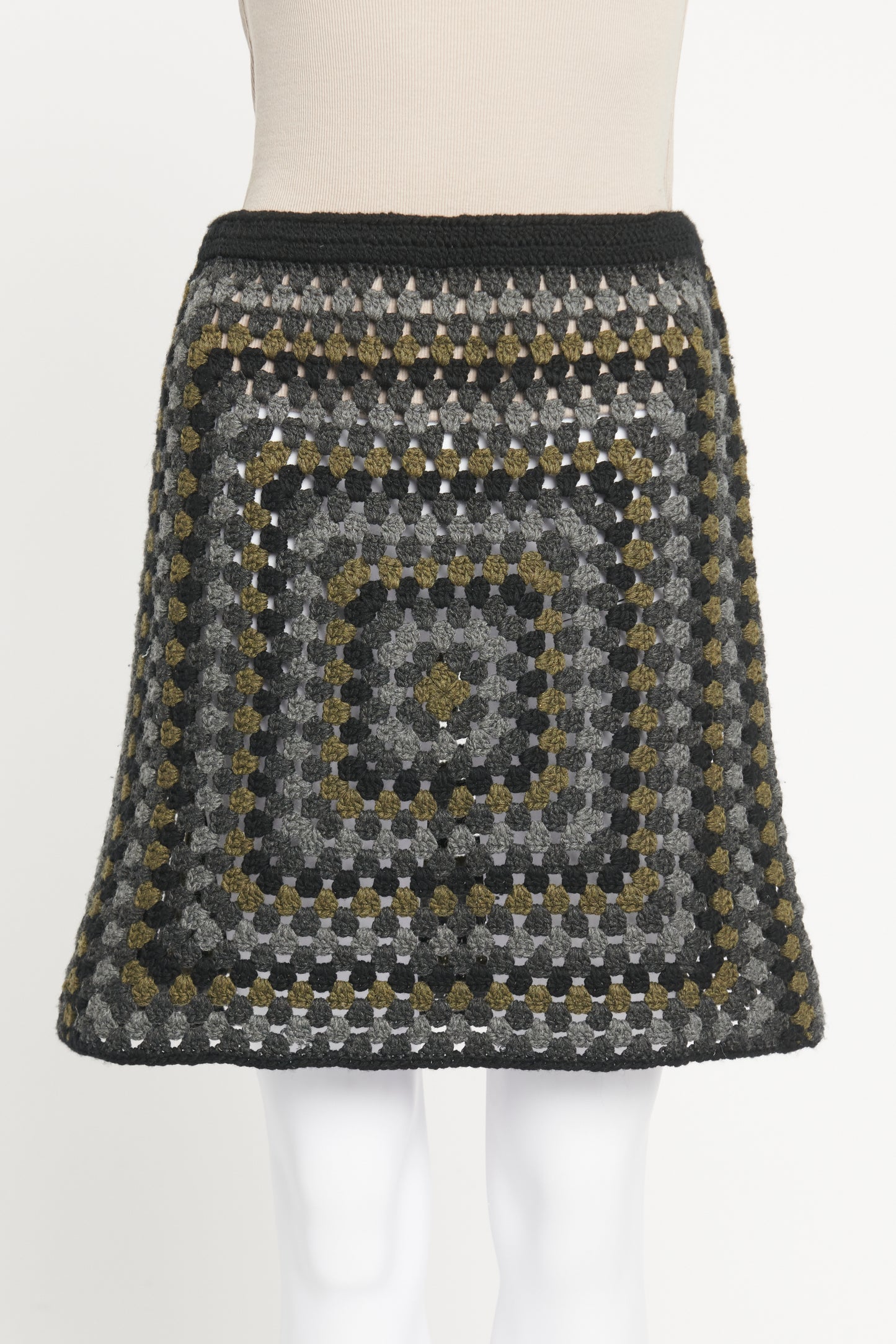 Black Crochet Cashmere Preowned Mini Skirt