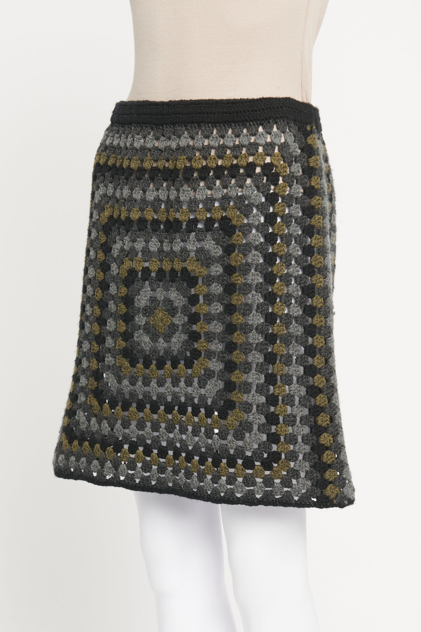 Black Crochet Cashmere Preowned Mini Skirt