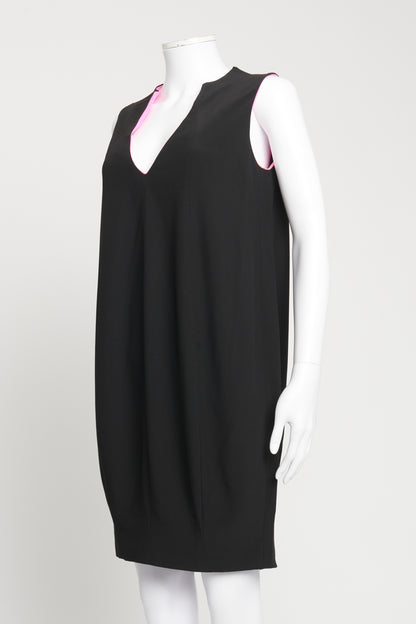 Black Contrast Pink Lining Bubble Hem Preowned Shift Dress