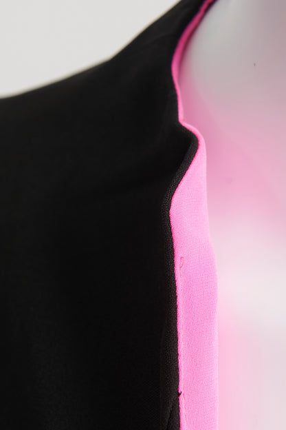 Black Contrast Pink Lining Bubble Hem Preowned Shift Dress