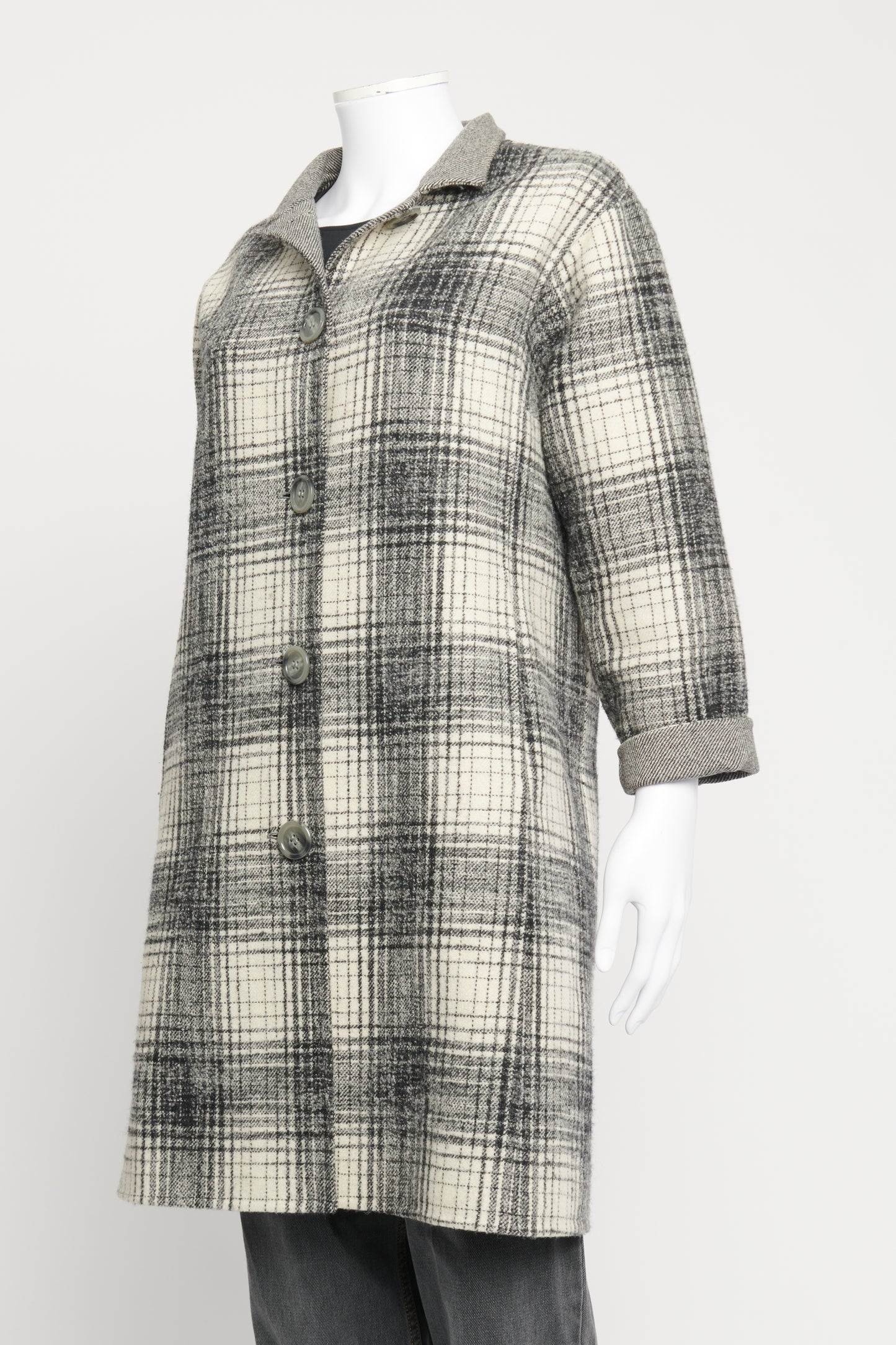 Grey Checkered Fleece Preowned Coat