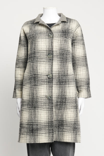 Grey Checkered Fleece Preowned Coat