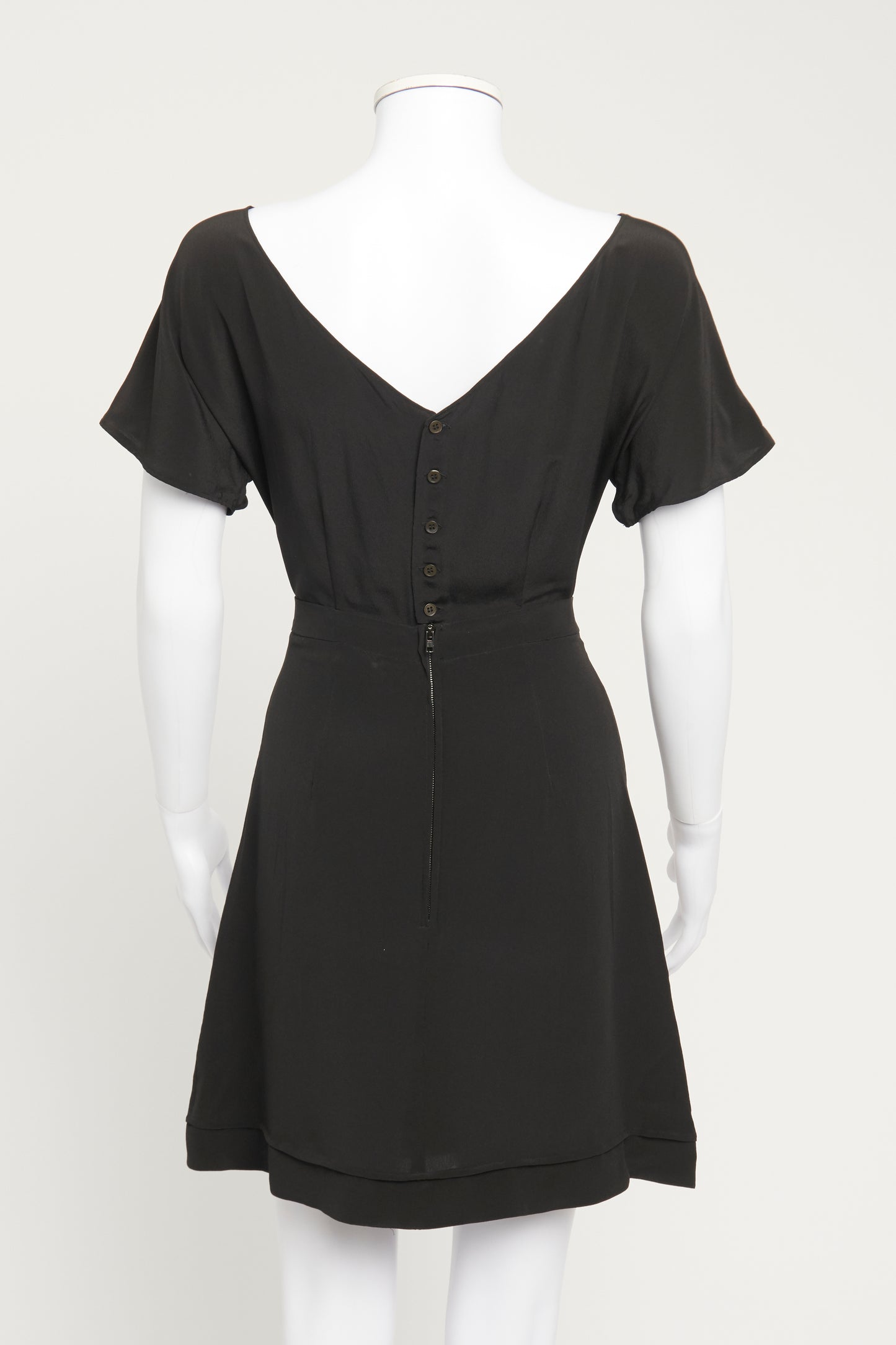 Black Silk Low Back Preowned Mini Dress