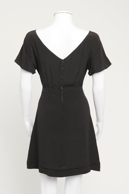Black Silk Low Back Preowned Mini Dress
