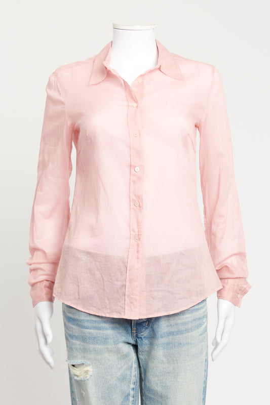 Pink Cotton Preowned Button Up Shirt