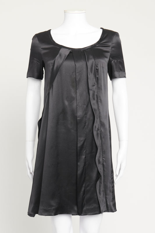 Black Silk Preowned Low Neck Mini Dress