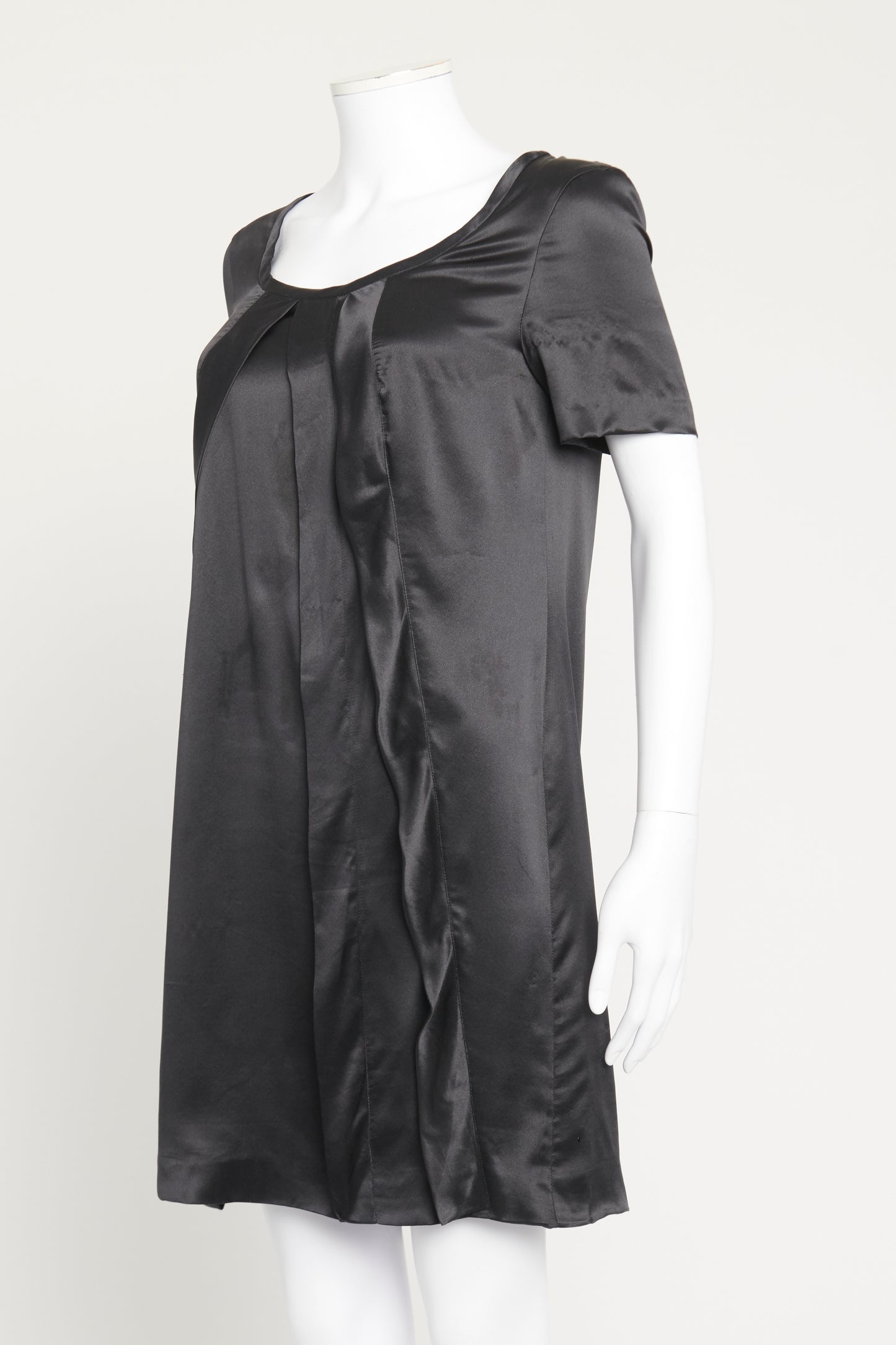Black Silk Preowned Low Neck Mini Dress