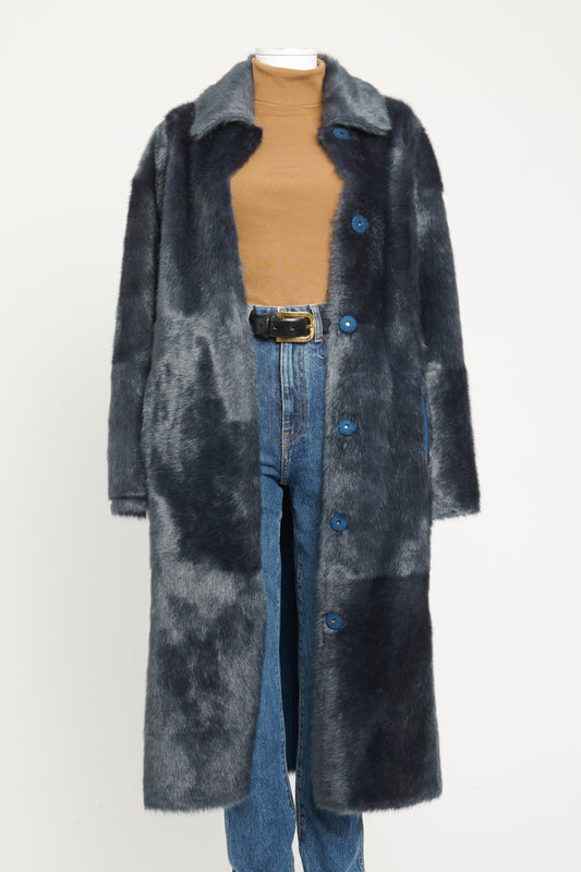 Blue Faux Fur Preowned Coat