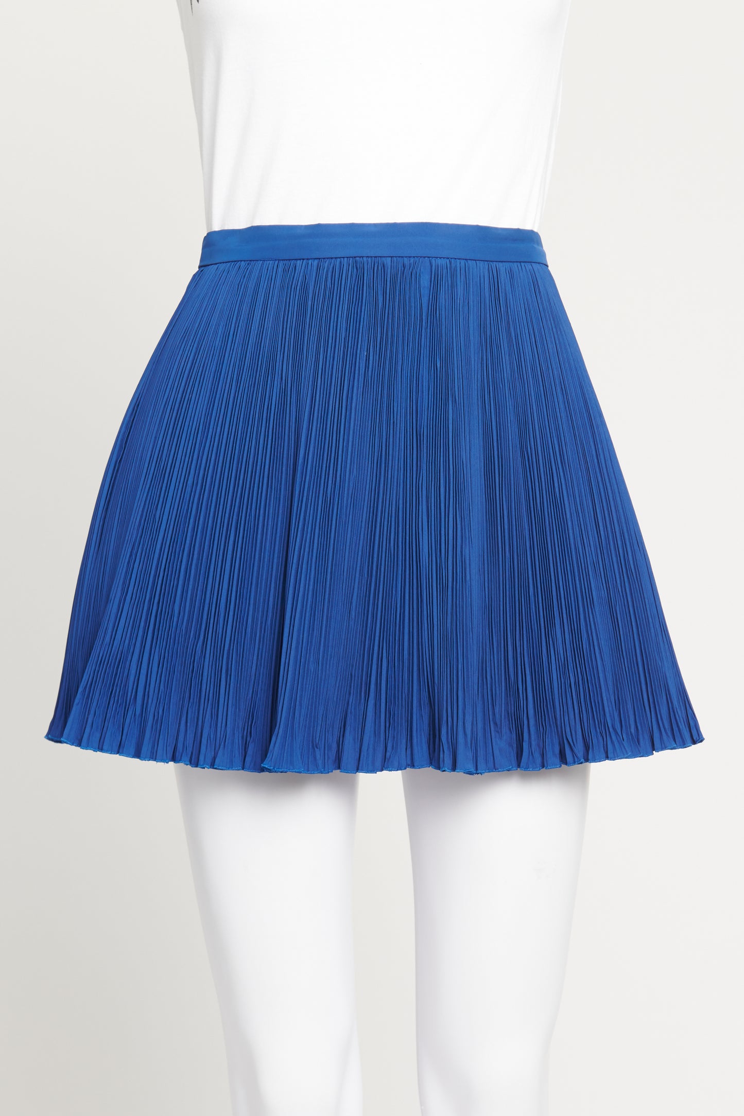 Blue Pleated Preowned Mini Skirt