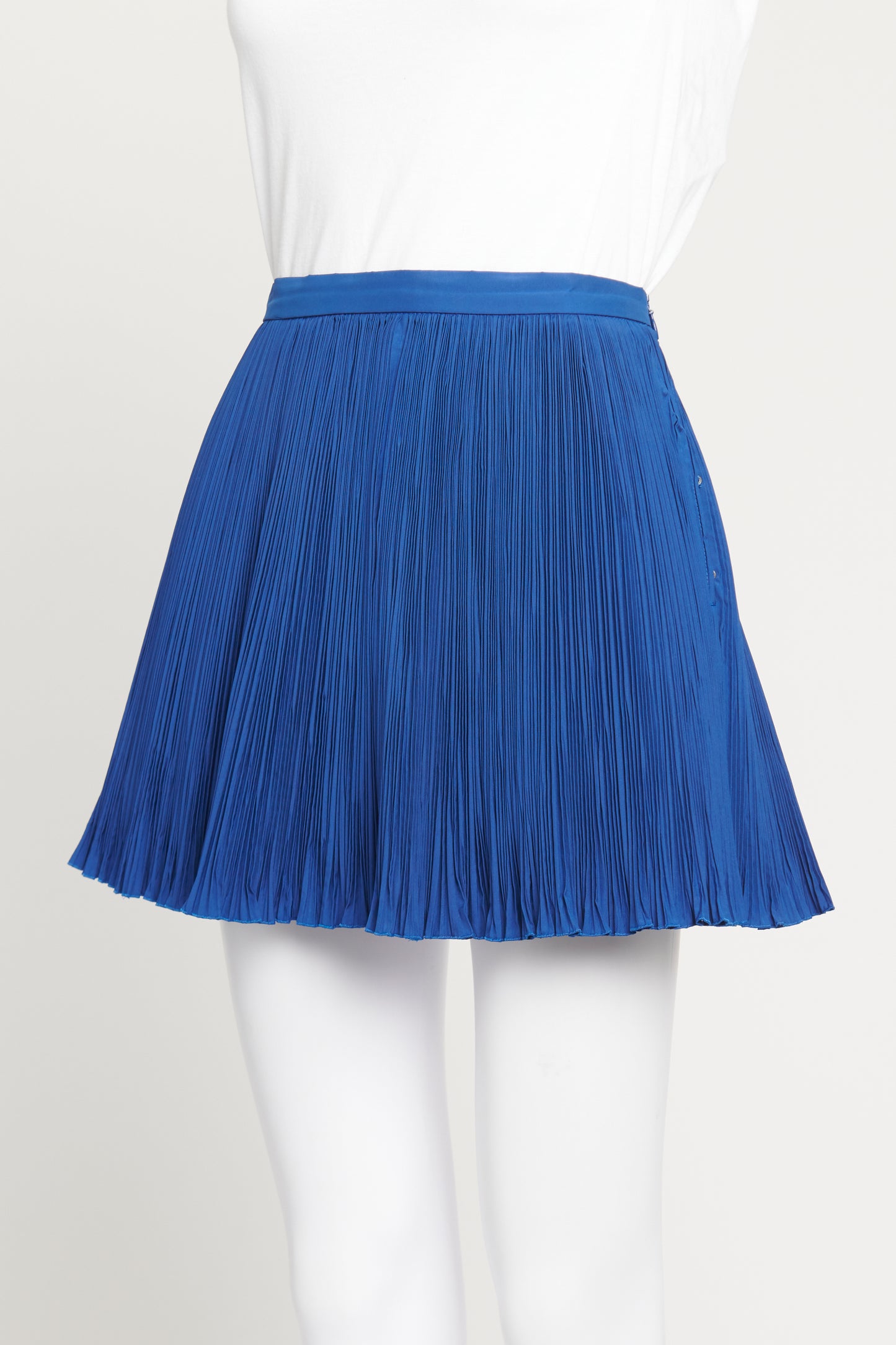 Blue Pleated Preowned Mini Skirt