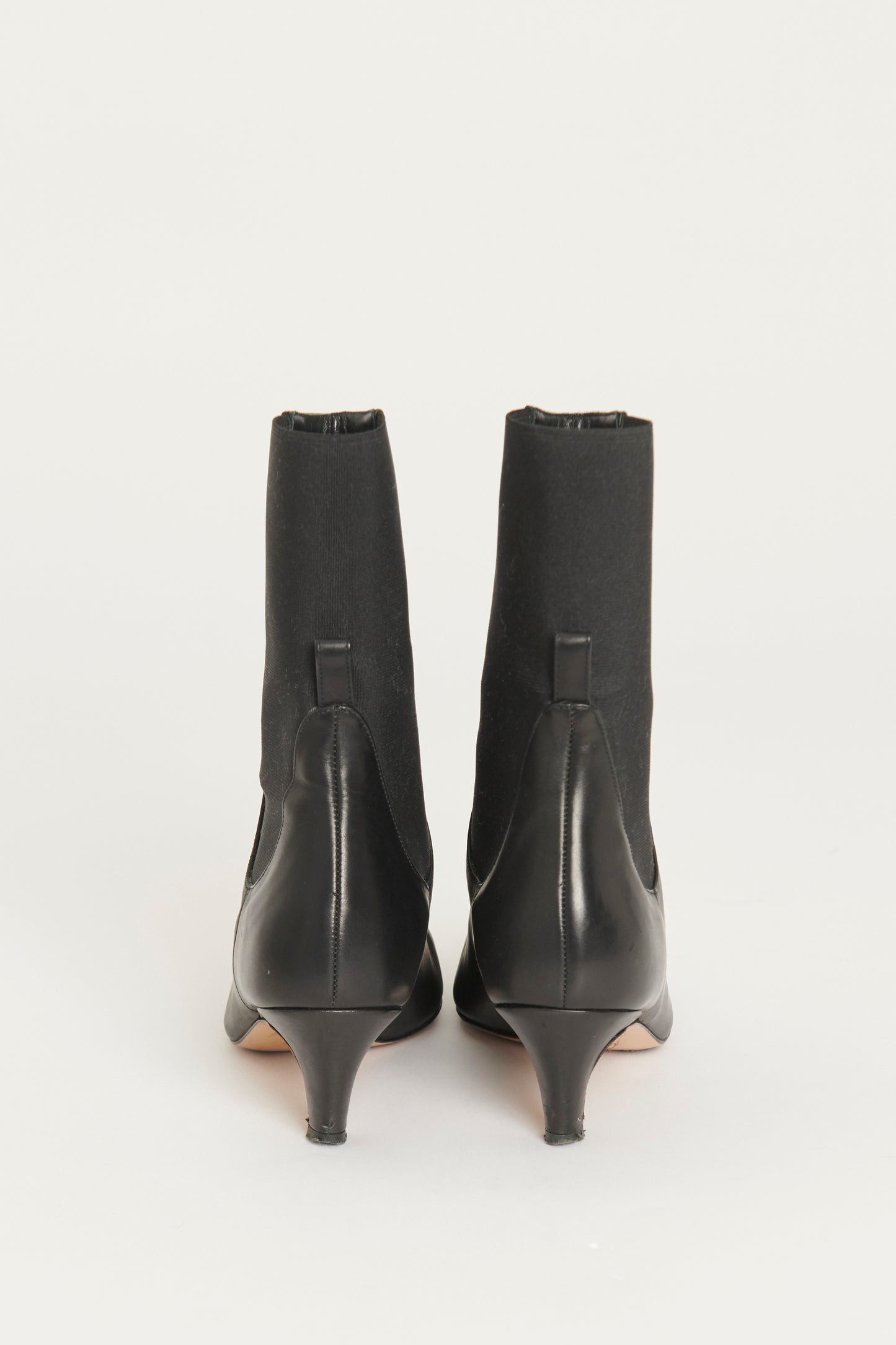 Black Leather Preowned Mini Boot Heel