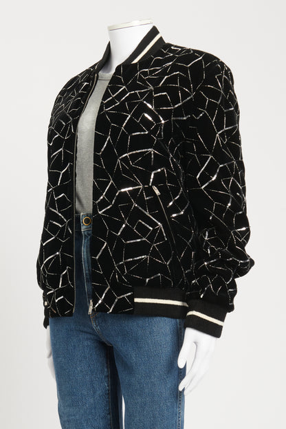 Black Embroidered Preowned Varsity Jacket