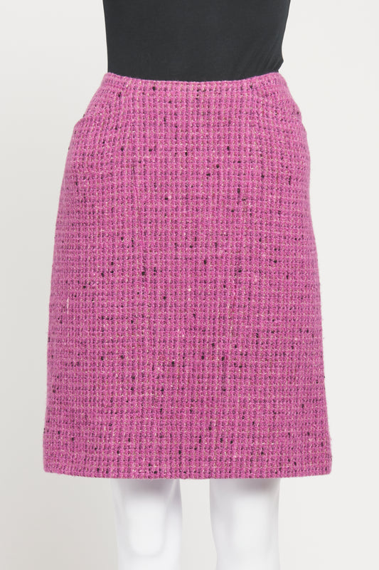 1997 Purple Tweed Preowned Straight Line Skirt
