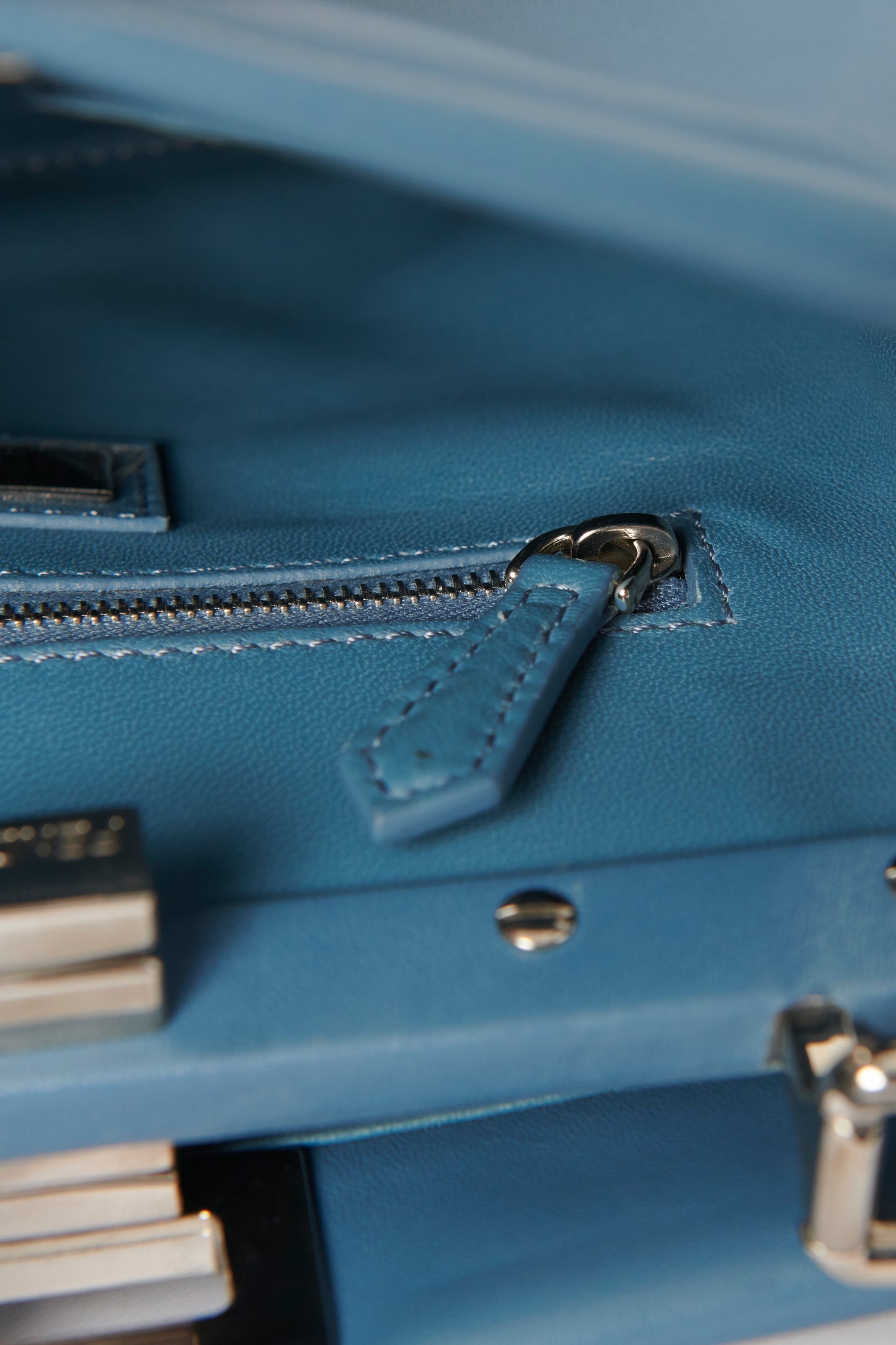 Blue Leather Preowned Mini Wave Peekaboo Bag