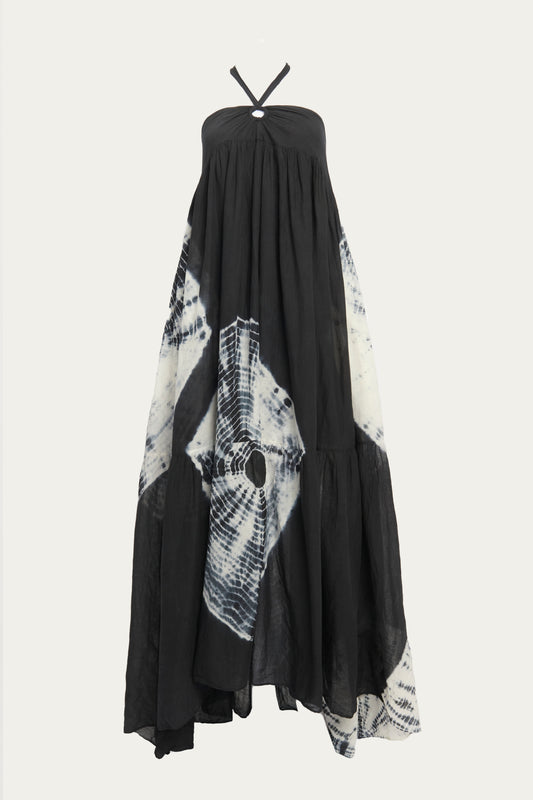 Black Raj Tie-Dye Halter Dress