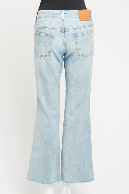 Blue Denim Frayed Hem Preowned Jeans