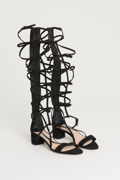 Black Suede Preowned Gladiator Sandals