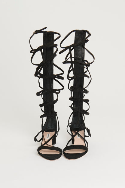 Black Suede Preowned Gladiator Sandals