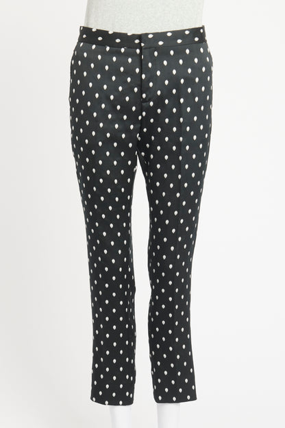 Black Preowned Trousers With Polka Dots
