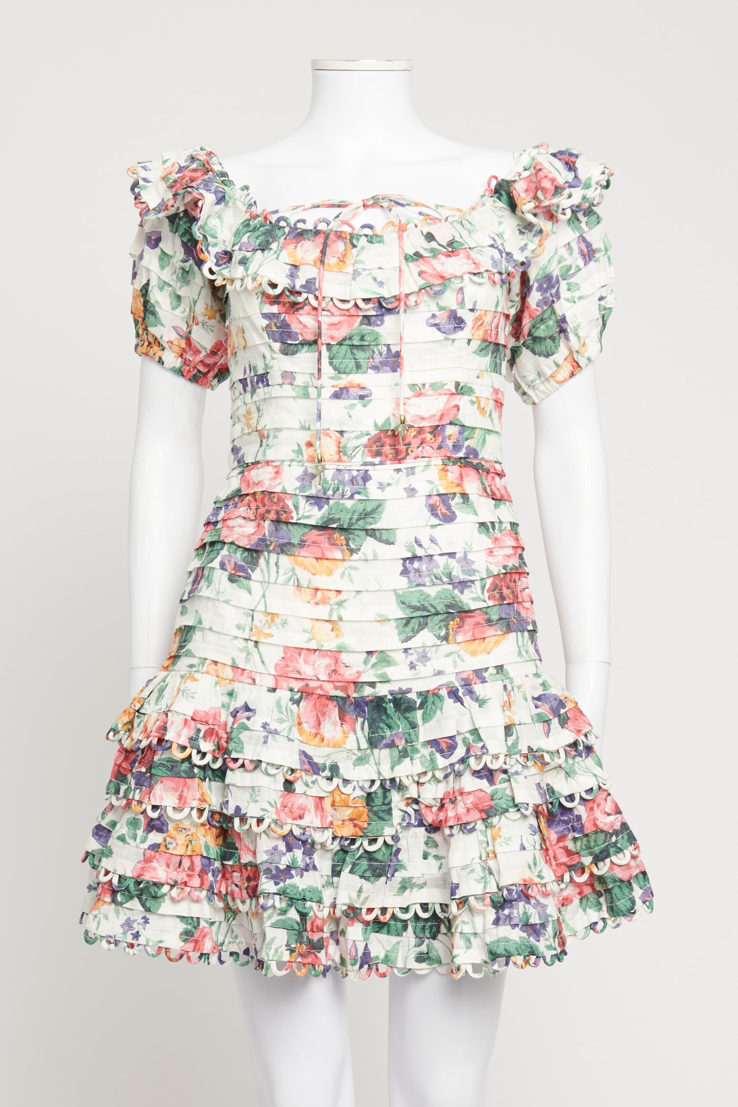 Floral Print Preowned Pleated Mini Dress