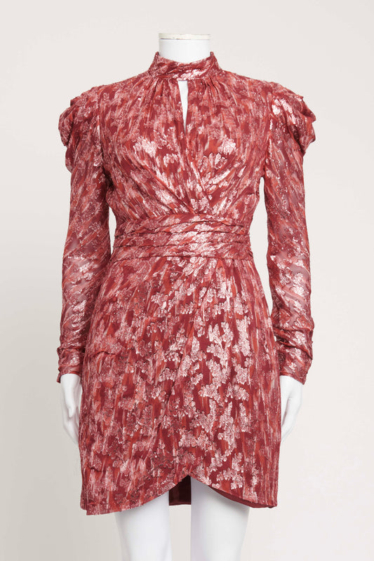 Burgundy Metallic Preowned Mini Dress