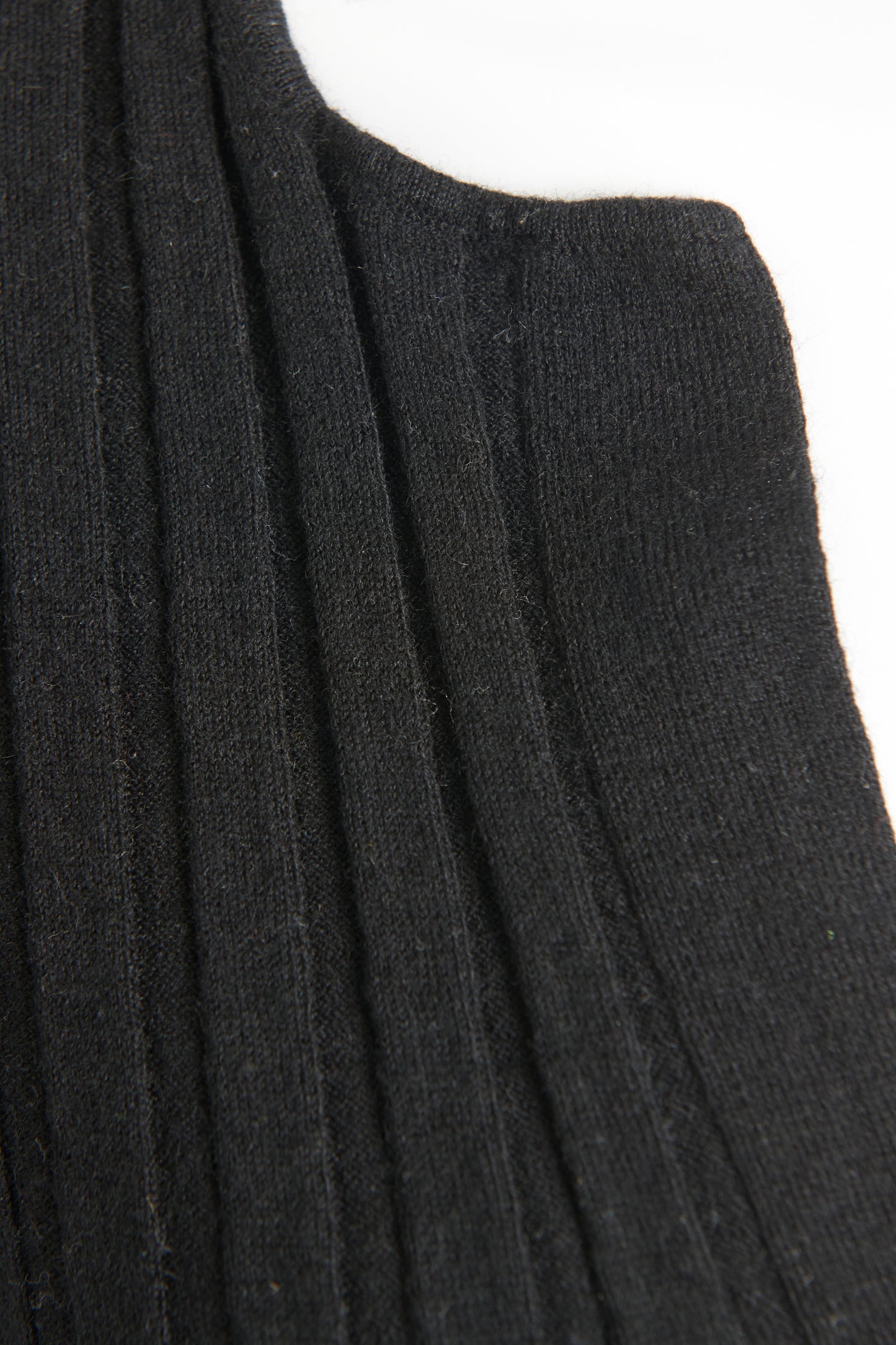 Black Wool Blend Preowned Knitted Top With Deep V Neck