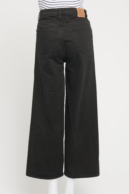 Black Preowned Flair Cropped Denim