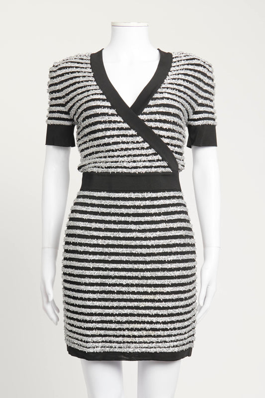 Black & White Wrap Around Preowned Mini Dress