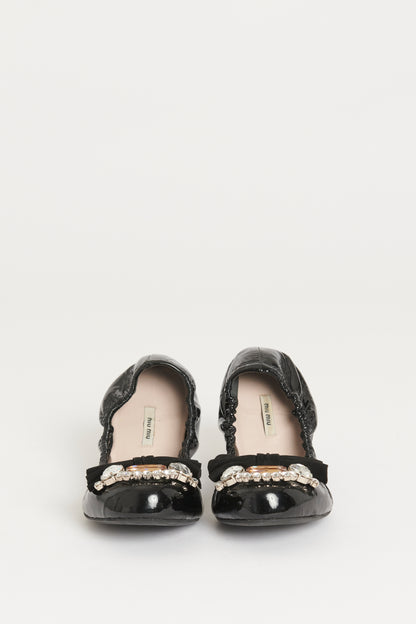 Black Patent Preowned Foldable Ballet Flats