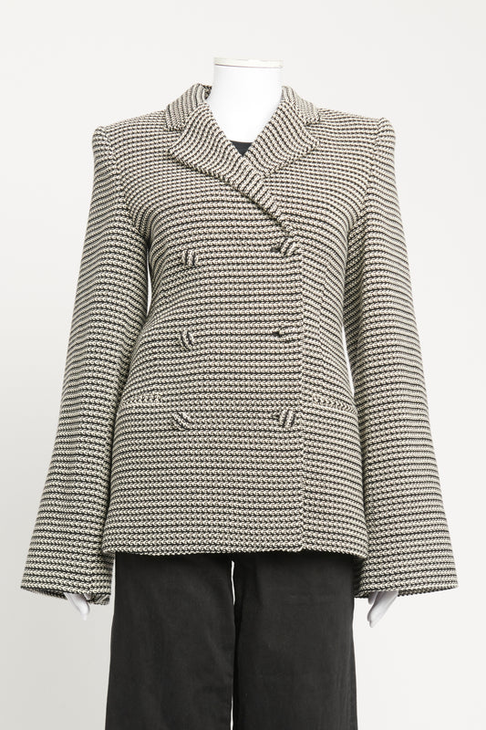 Black And White Preowned Knitted Oversize Blazer