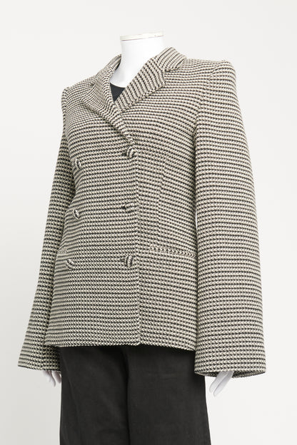 Black And White Preowned Knitted Oversize Blazer