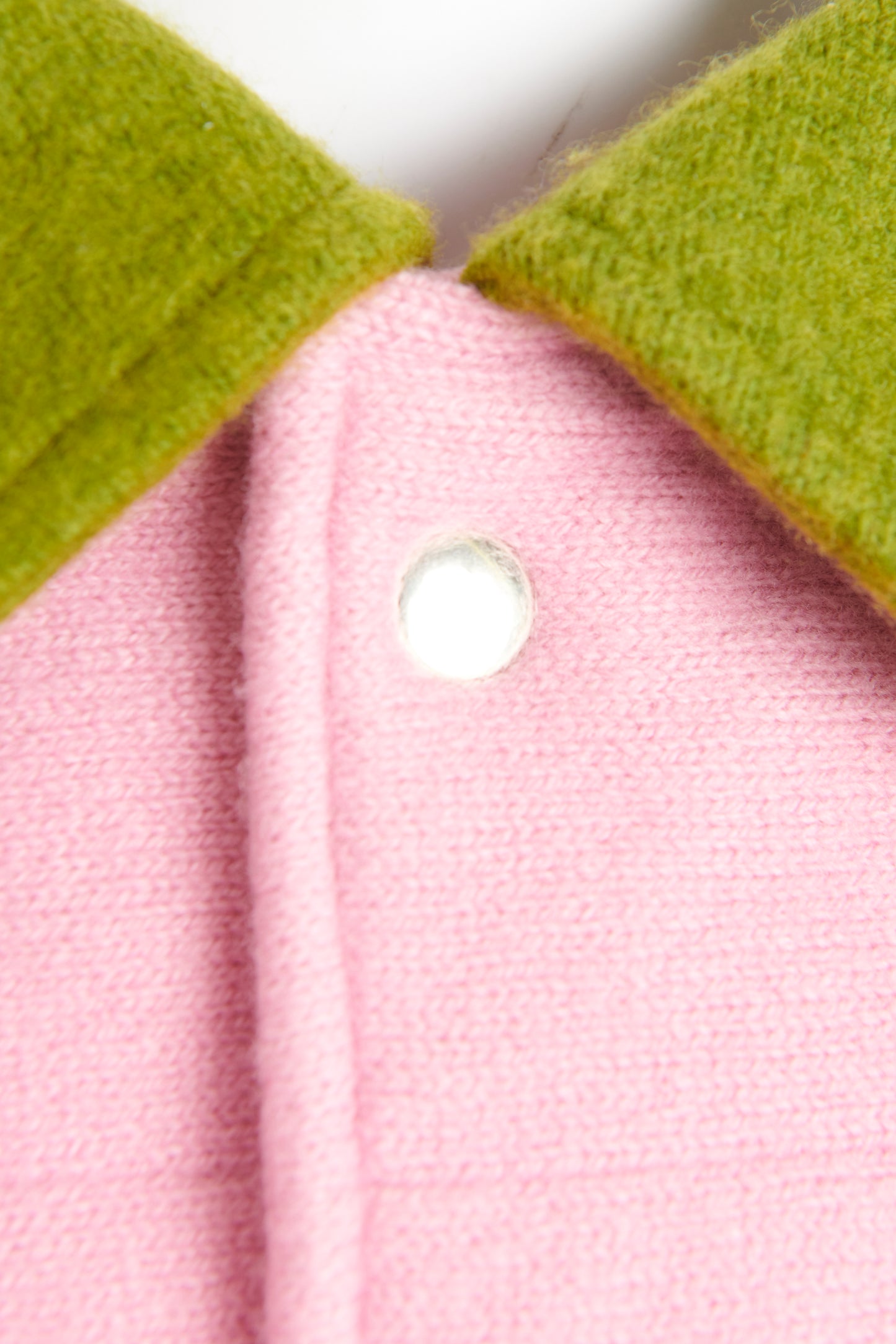 Pink Wool Blend Preowned Jacket With Green Collar