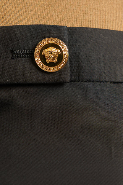 Black Preowned Trousers With Gold-Tone Medusa Buttons