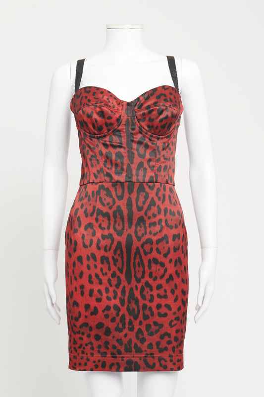 Red Animal Print Preowned Bustier Dress