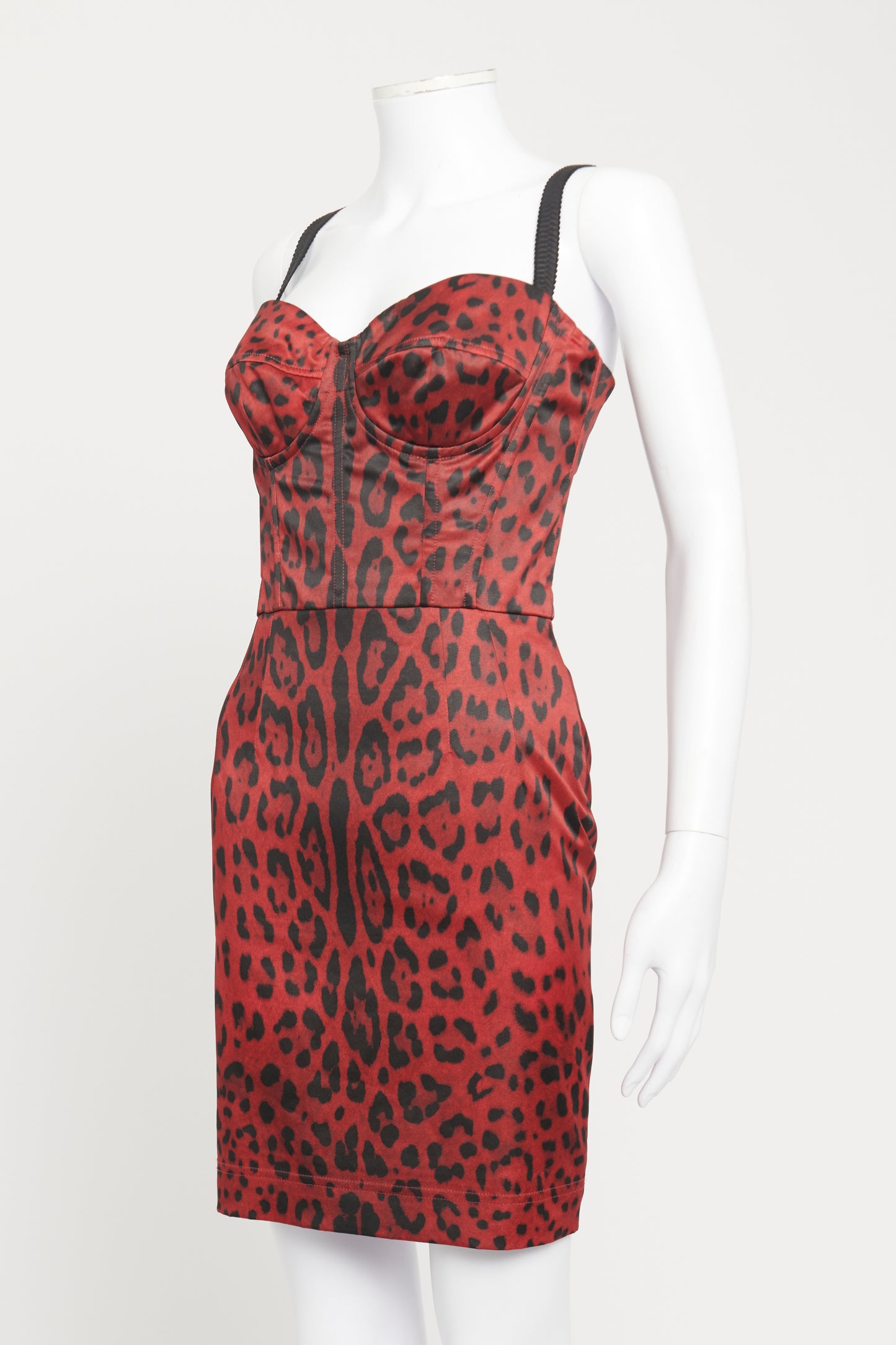 Red Animal Print Preowned Bustier Dress
