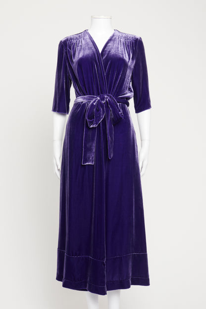 Violet Velvet Wrap Front Preowned Dress