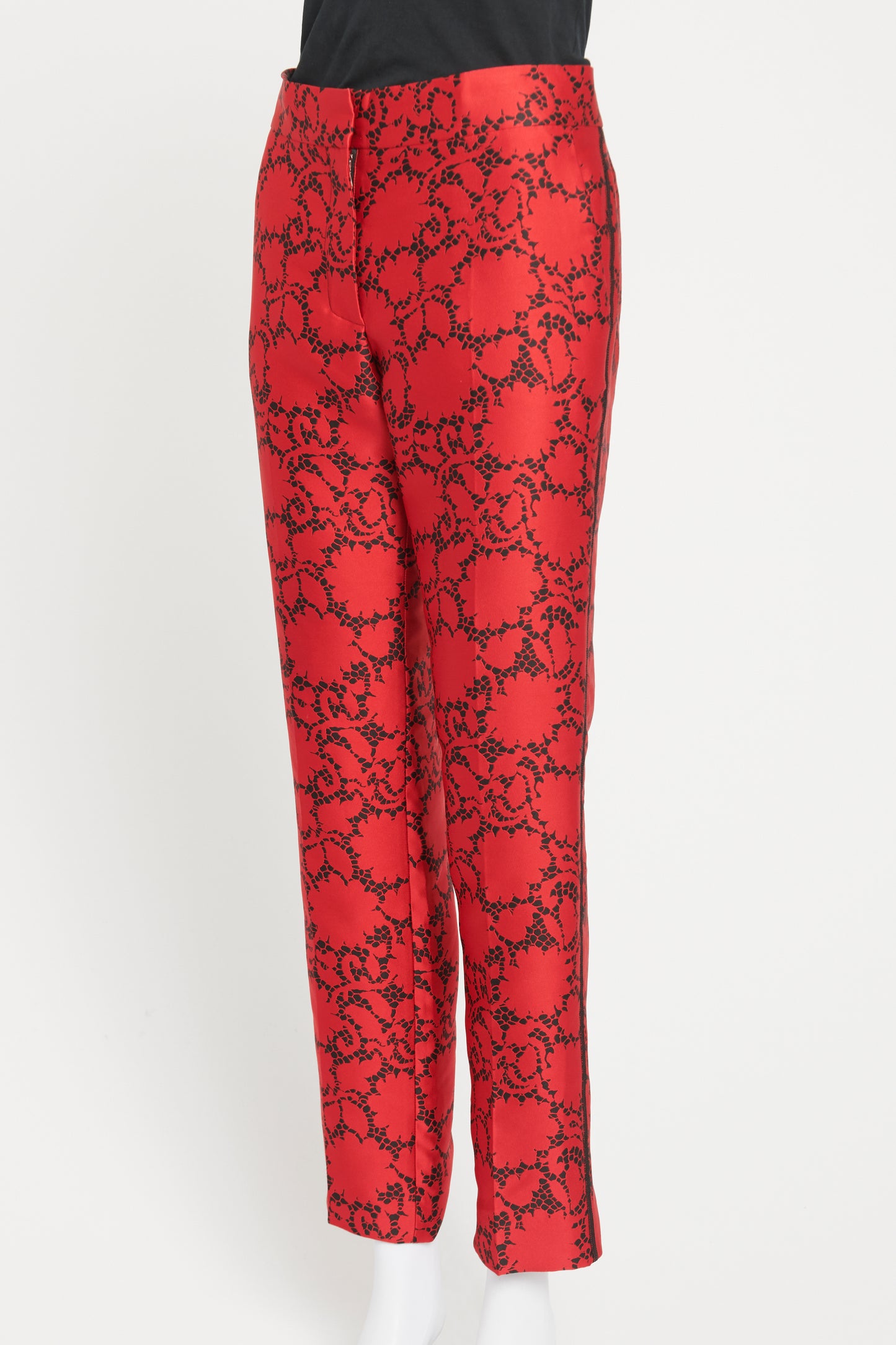 2013 Red Jacquard Preowned Lace Print Trousers