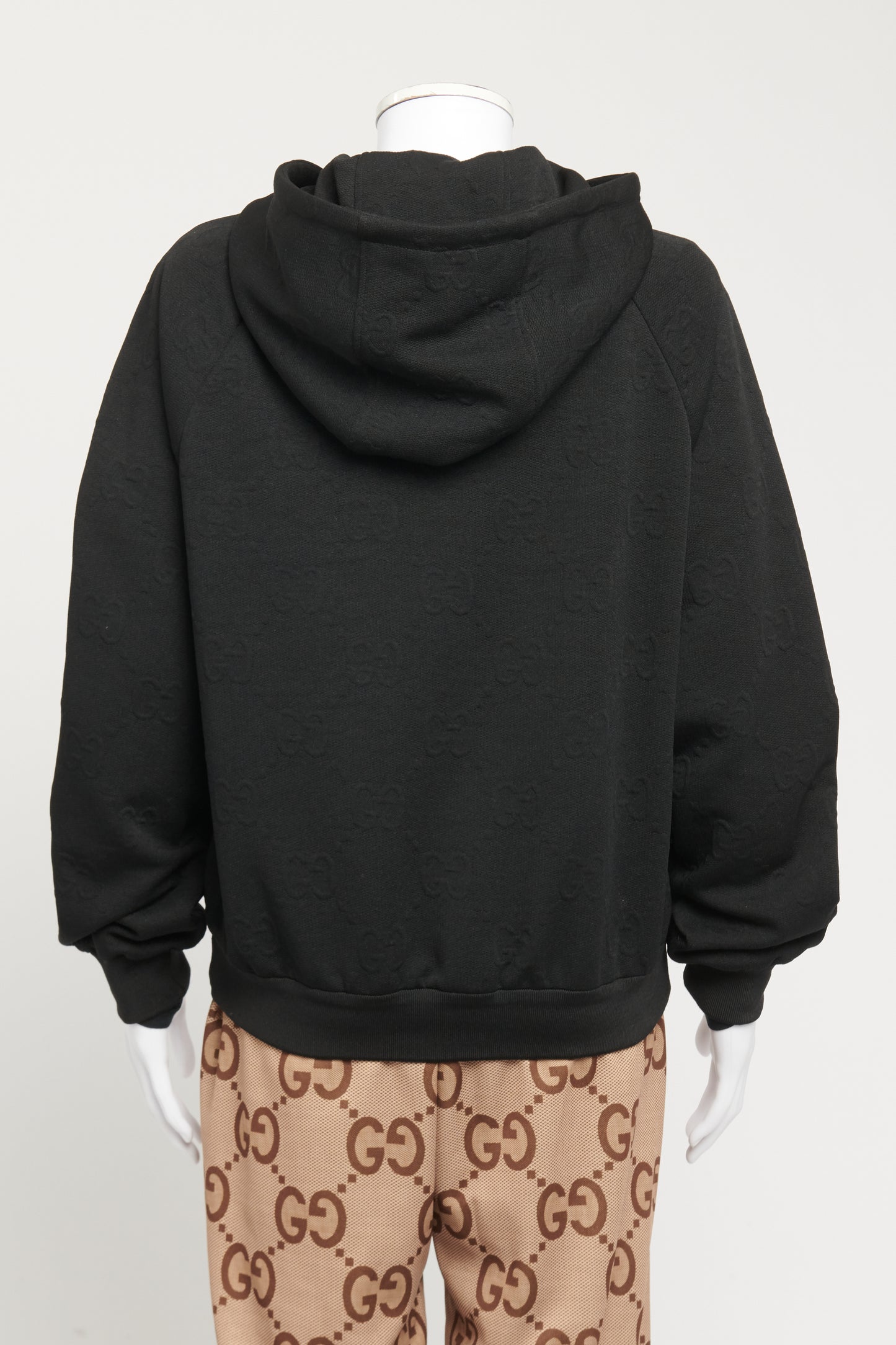 Black Preowned Hoodie With Embossed GG Supreme Motif